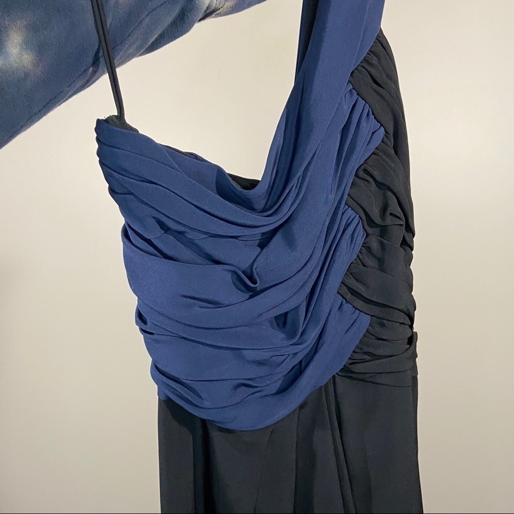 Abaete One Sleeve Silk Black And Blue Dress - Picture 4 of 5